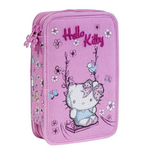 Hello Kitty mintájú emeletes tolltartó - töltött