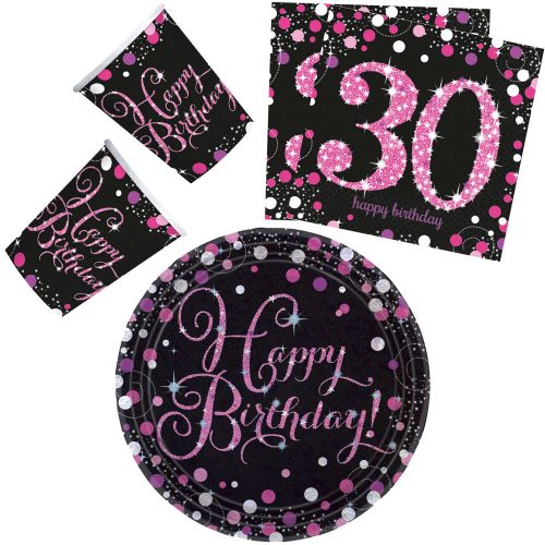 Happy Birthday Pink 30 party szett 32 db-os 23 cm-es tányérral