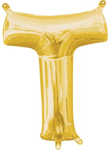 Gold, Arany mini T betű fólia lufi 33 cm