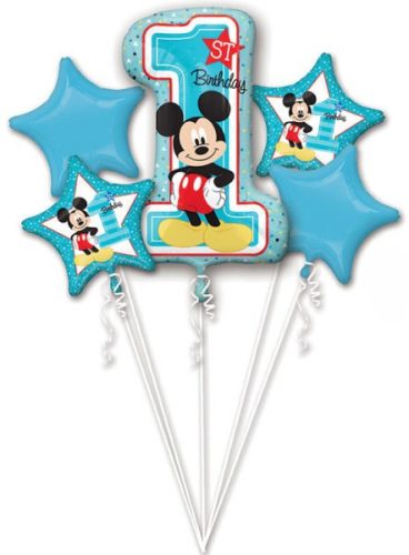 Disney Mickey Első születésnap fólia lufi 5 db-os szett