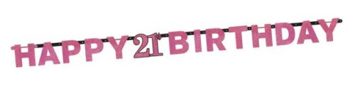 Happy Birthday Pink 21 felirat 213 cm