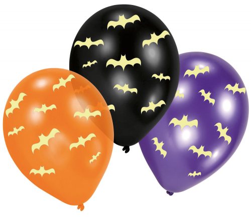 Halloween Bats sötétben világító léggömb, lufi 6 db-os 11 inch (27,5 cm)