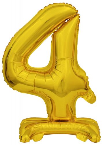 Gold, Arany mini 4-es szám fólia lufi talppal 38 cm