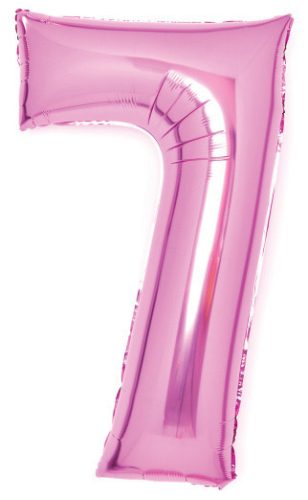 Pink, Rózsaszín 7-es szám fólia lufi 66 cm