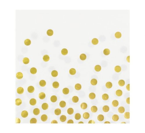 Gold Dots White, Pöttyös szalvéta 12 db-os 33x33 cm