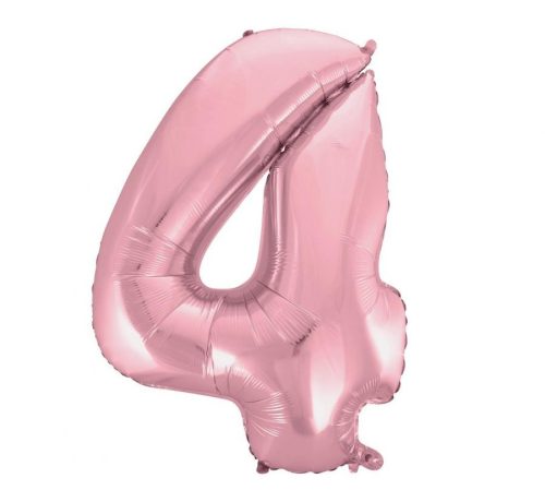 Light Pink, Rózsaszín 4-es szám fólia lufi 92 cm