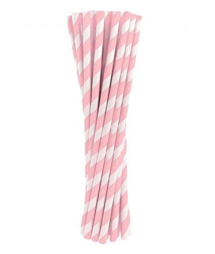 Rózsaszín Light Pink Stripes papír szívószál 24 db-os