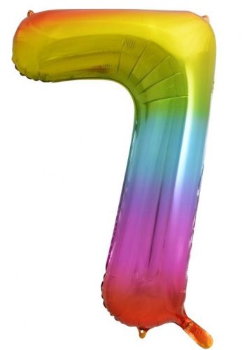 Szivárvány Rainbow 7-es szám fólia lufi 85 cm