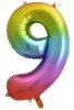 Szivárvány Rainbow 9-es szám fólia lufi 85 cm