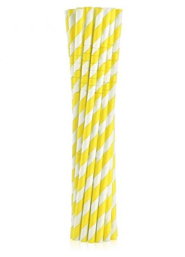 Sárga Yellow Stripes rugalmas papír szívószál 12 db-os