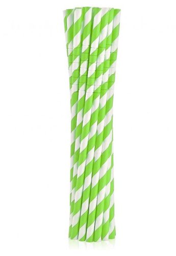 Zöld Green Stripes rugalmas papír szívószál 12 db-os
