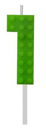 Építőkocka 1-es Green Blocks tortagyertya, számgyertya