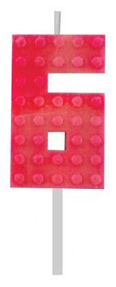 Építőkocka 6-os Red Blocks tortagyertya, számgyertya
