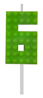 Építőkocka 6-os Green Blocks tortagyertya, számgyertya