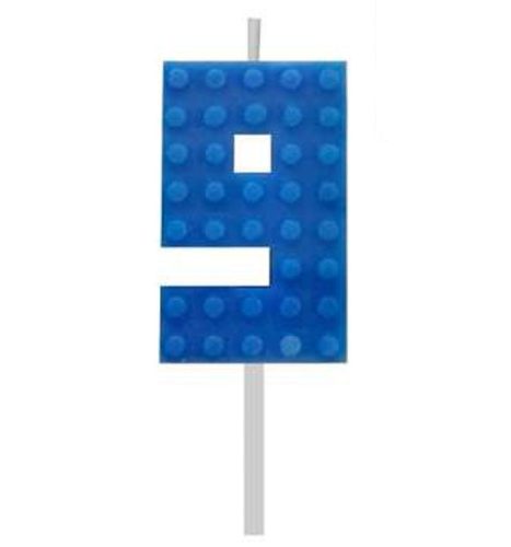 Építőkocka 9-es Blue Blocks tortagyertya, számgyertya