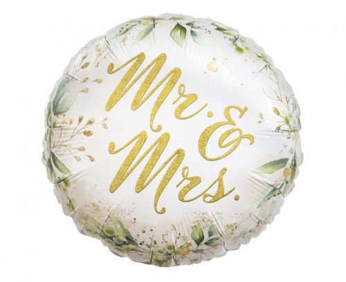 Mr and Mrs, Esküvő fólia lufi 36 cm