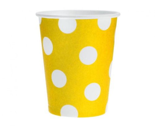 Sárga Yellow Polka Dots papír pohár 6 db-os 270 ml