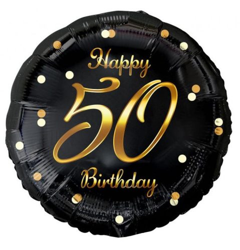 Happy Birthday 50 BandC Gold fólia lufi 36 cm