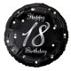 Happy Birthday 18 BandC Silver fólia lufi 36 cm