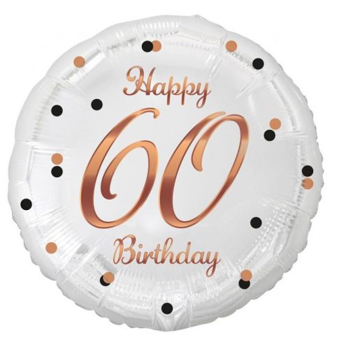 Happy Birthday 60 BandC White fólia lufi 36 cm