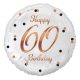 Happy Birthday 60 BandC White fólia lufi 36 cm