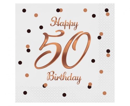 Happy Birthday 50 BandC White szalvéta 20 db-os 33x33 cm