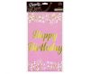 Rózsaszín Happy Birthday BandC Light Pink fólia asztalterítő 137x183 cm