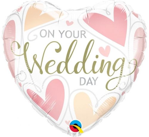 Wedding Day Hearts, Esküvő fólia lufi 46 cm