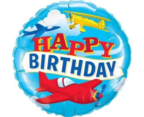 Repülő Happy Birthday Planes fólia lufi 46 cm