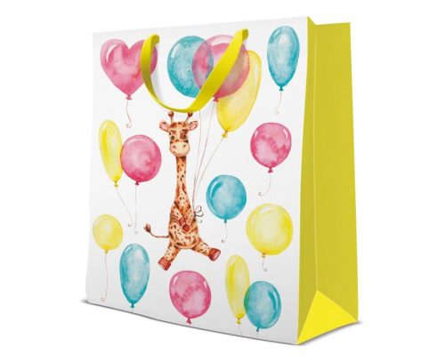 Zsiráf Giraffe with Balloon papír ajándéktasak 26x33 cm