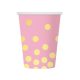 Pöttyös Gold Dots Pink papír pohár 6 db-os 270 ml