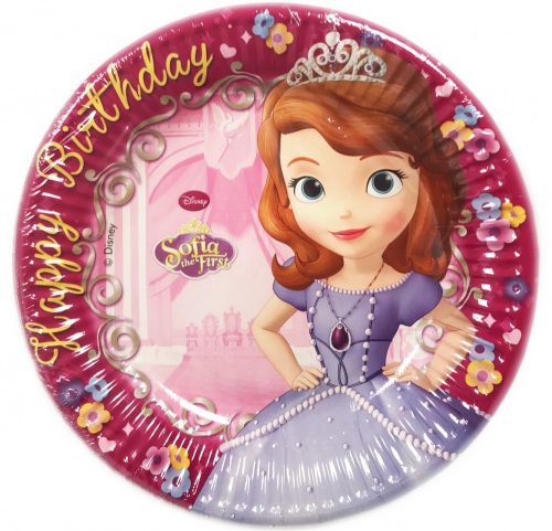 Disney Sofia Happy Birthday, Szófia Papírtányér 8 db-os 19,5 cm
