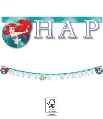 Disney Hercegnők, Ariel Curious Happy Birthday felirat FSC 2 m