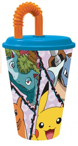 Pokémon Elements szívószálas pohár, műanyag 430 ml