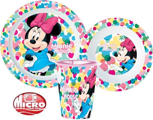 Disney Minnie étkészlet, micro műanyag szett, pohárral 260 ml